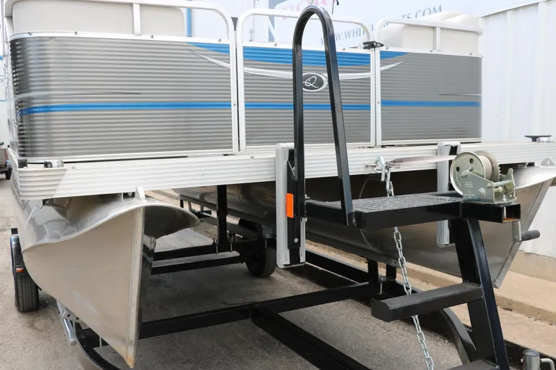 Slide: The Image of 2020 Qwest 818 EDGE pontoon boat on trailer. - 36