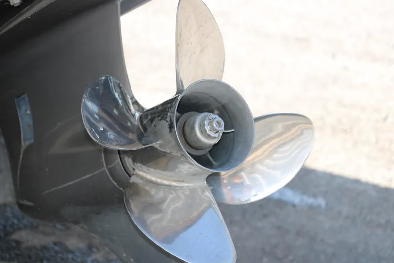 Slide: The Image of Close-up of a 2008 Glastron GT225 boat propeller. - 8