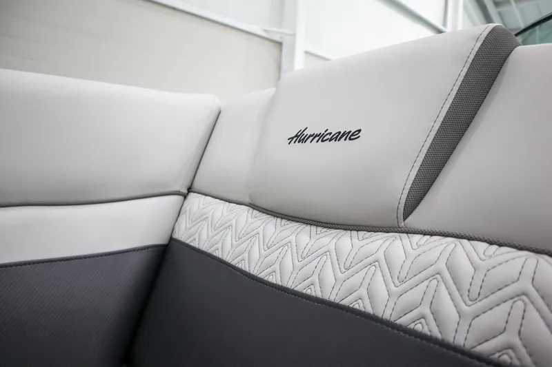 Slide: The Image of 2024 Hurricane SunDeck 2486 OB boat interior with stylish upholstery. - 25