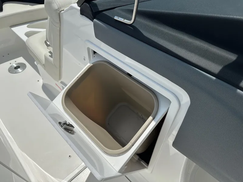 Slide: The Image of 2021 Cobalt 30SC Outboard boat storage compartment. - 20