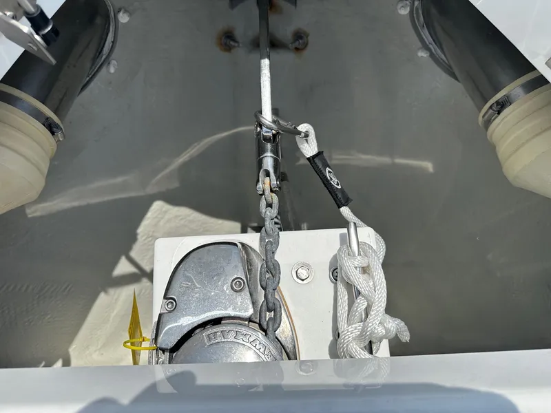 Slide: The Image of Anchor system of a 2021 Cobalt 30SC Outboard boat. - 24