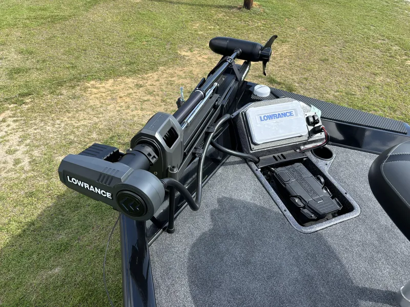 Slide: The Image of 2024 Ranger RT188P boat with Lowrance trolling motor and electronics on deck. - 11
