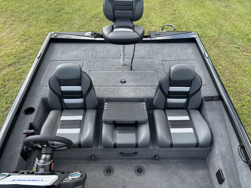 Slide: The Image of 2024 Ranger RT188P boat interior with three seats and steering wheel. - 14