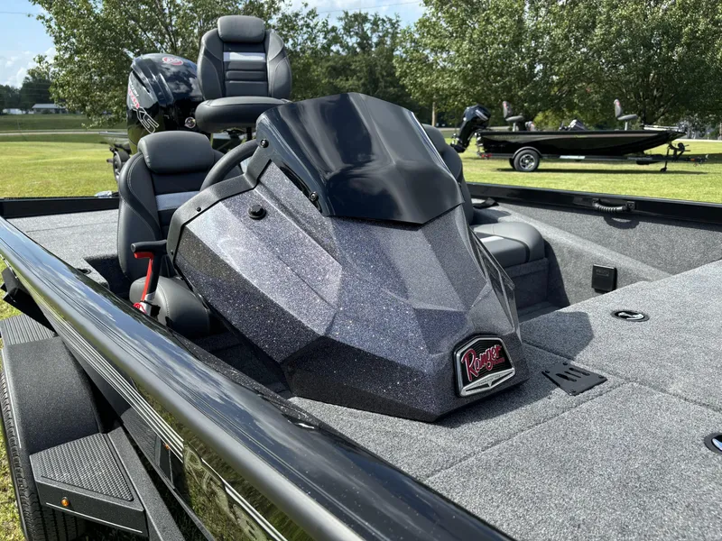Slide: The Image of 2024 Ranger RT188P bass boat with sleek design and comfortable seating. - 6