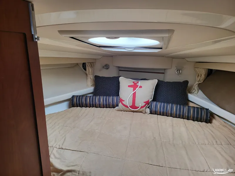 Slide: The Image of 2008 Monterey 350Sport Yacht cozy cabin with anchor-themed decor. - 23
