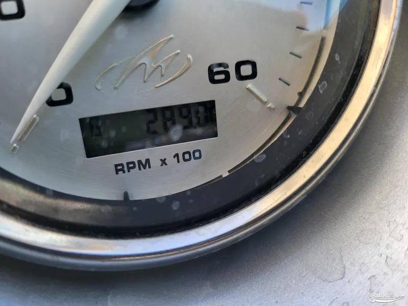 Slide: The Image of Close-up of 2008 Monterey 350 Sport Yacht tachometer showing 289.3 hours. - 38