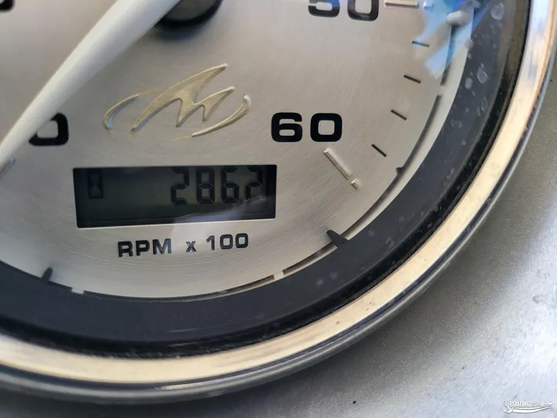 Slide: The Image of Close-up of 2008 Monterey 350Sport Yacht tachometer showing 2862 RPM. - 39
