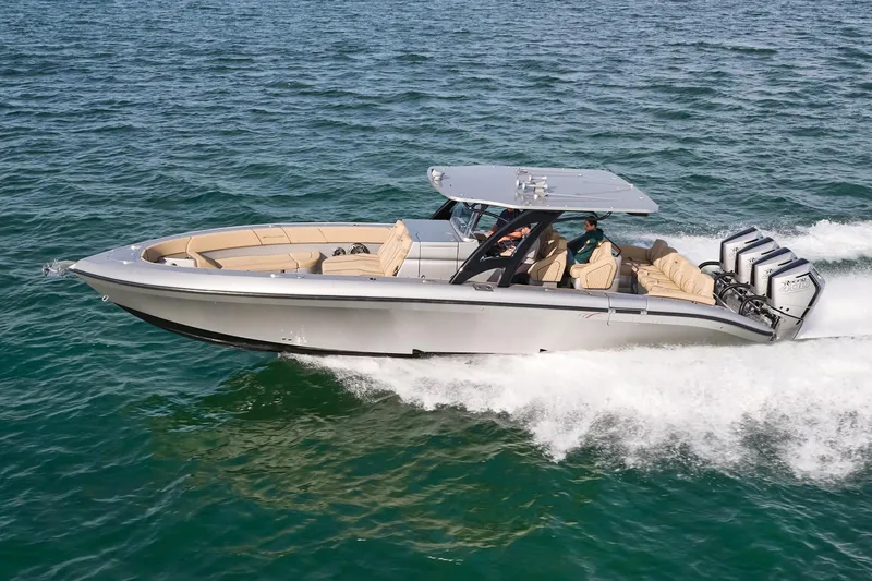 The Image of 2024 Midnight Express 37' Open boat cruising on the water. - 0