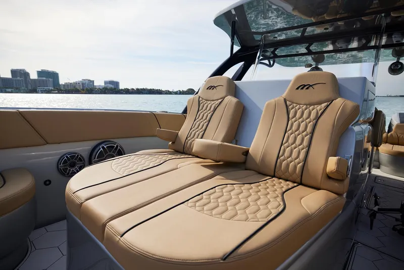Slide: The Image of Luxurious seating on the 2024 Midnight Express 37' Open boat. - 14