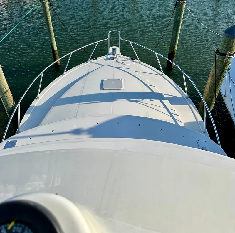 Slide: The Image of 2014 Albemarle 360 Express Fisherman boat docked at marina. - 45