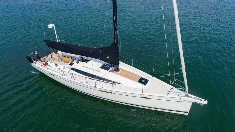 Slide: The Image of 2021 Dehler 42c sailboat on open water. - 3