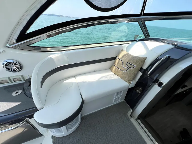Slide: The Image of 2017 Formula 37 Performance Cruiser interior seating with ocean view. - 18