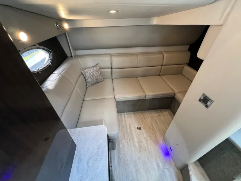 Slide: The Image of 2017 Formula 37 Performance Cruiser interior with beige leather seating and modern design. - 30