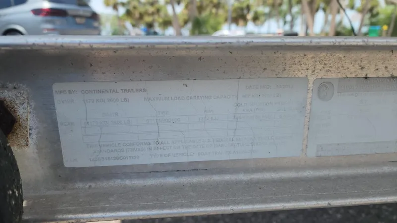 Slide: The Image of Label on a Continental trailer for a 2011 Carolina Skiff 178 DLV boat. - 38