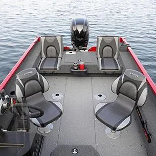 Slide: The Image of 2025 Lund Adventure 1775 Sport boat interior with four seats on calm water. - 11