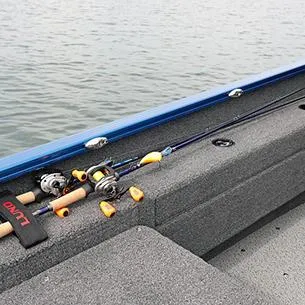 Slide: The Image of Fishing rods on 2025 Lund Adventure 1775 Sport boat deck by the water. - 10