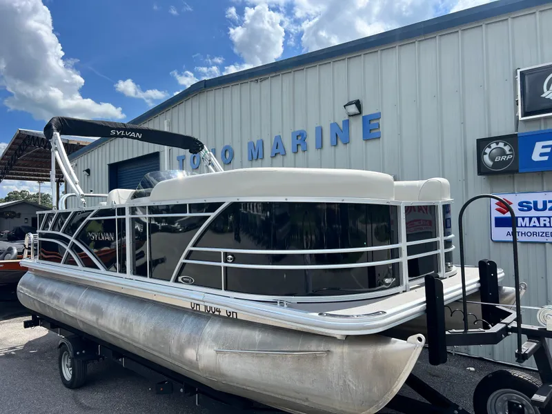 Slide: The Image of 2022 Sylvan Mirage 820 CRS C pontoon boat at Tobo Marine dealership. - 2