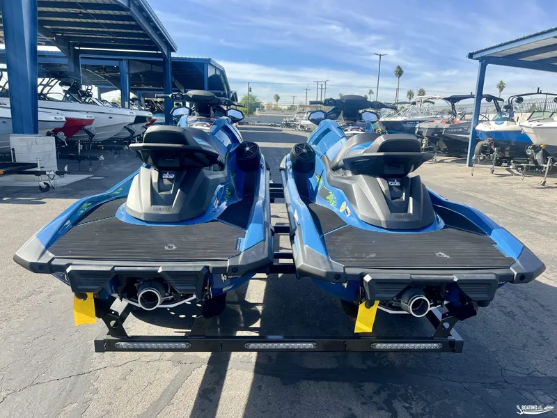 Slide: The Image of 2025 Yamaha WaveRunner VX Cruiser HO with Audio, blue, parked on trailer at marina. - 3