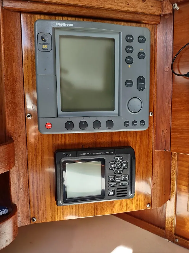 Slide: The Image of Navigation instruments on 1983 Islander 40 sailboat. - 33