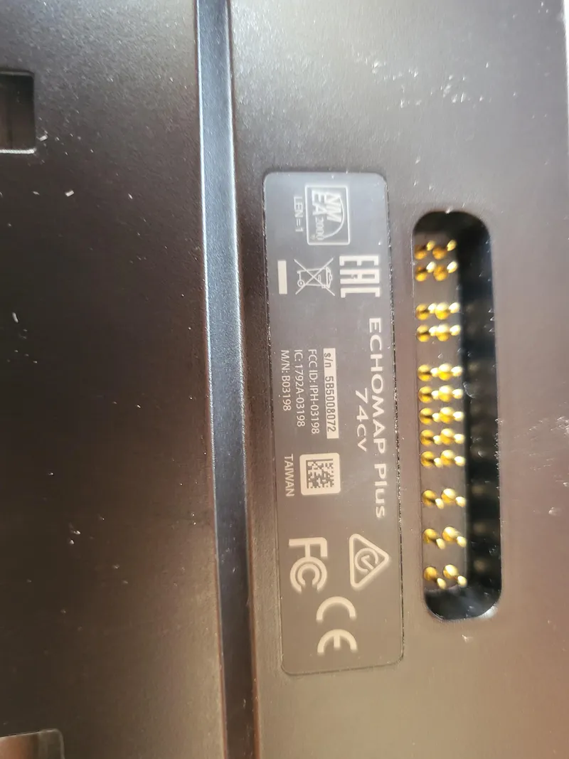 Slide: The Image of Close-up of Garmin ECHOMAP Plus 74cv connector panel on a 2003 Rinker Fiesta Vee 270. - 22