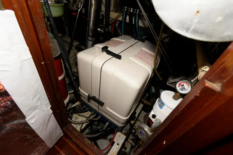 Slide: The Image of Engine room of a 1977 Gulfstar 50 Center Cockpit sailboat. - 42