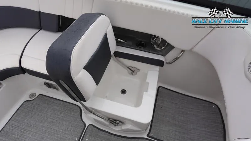 Slide: The Image of 2020 Chaparral 237 SSX boat interior seating and storage compartment. - 27