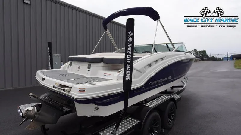 Slide: The Image of 2020 Chaparral 237 SSX boat on trailer at Race City Marine dealership. - 5