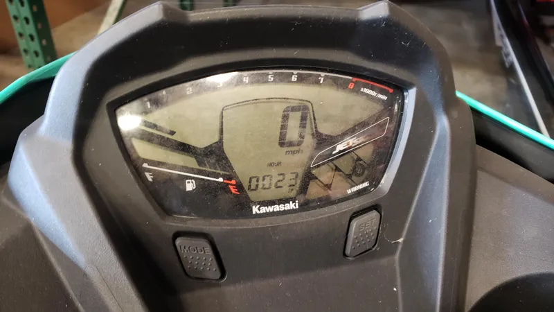 Slide: The Image of Dashboard of a 2021 Kawasaki STX160X showing speedometer and controls. - 8