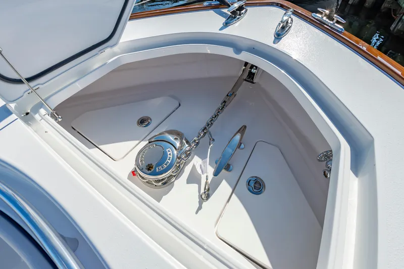Slide: The Image of Anchor compartment of 2025 Valhalla Boatworks V-41, showcasing sleek design and functionality. - 17