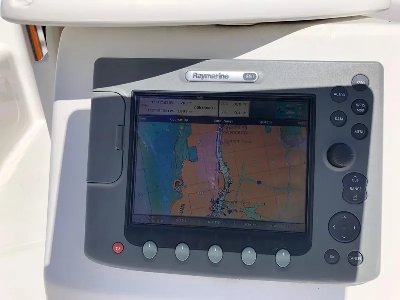 Slide: The Image of Raymarine E80 chartplotter on a 2008 Beneteau 40 sailboat. - 21