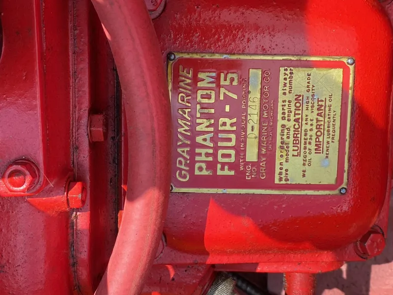 Slide: The Image of Red Gray Marine Phantom Four-75 engine in 1948 Chris-Craft Sportsman boat. - 7