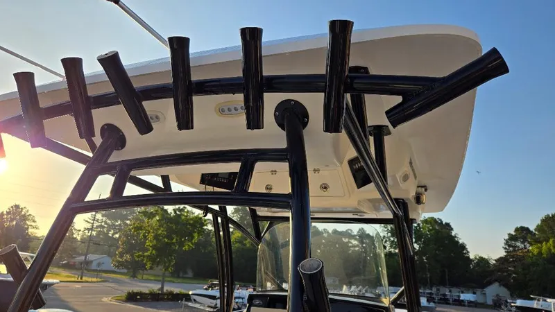 Slide: The Image of 2022 Sea Fox 328 Commander boat with rod holders and T-top. - 10