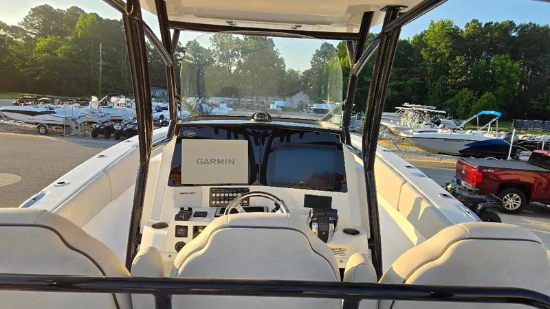 Slide: The Image of 2022 Sea Fox 328 Commander boat dashboard with Garmin navigation system. - 9