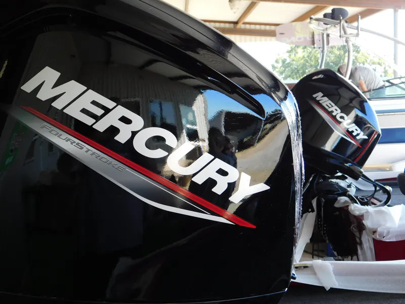 Slide: The Image of 2024 Tracker Pro 170 with Mercury FourStroke engine, close-up view. - 41