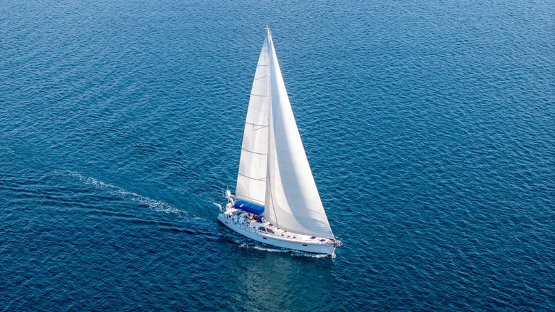 Slide: The Image of Sailing yacht Hylas 70, 2010 model, gliding on open blue sea. - 5