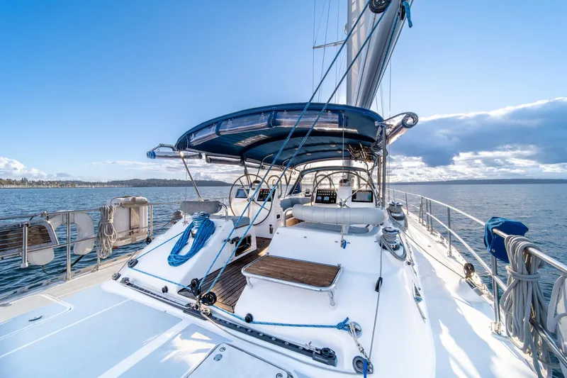 Slide: The Image of Sailing yacht Hylas 70, 2010 model, on open water under clear blue sky. - 7