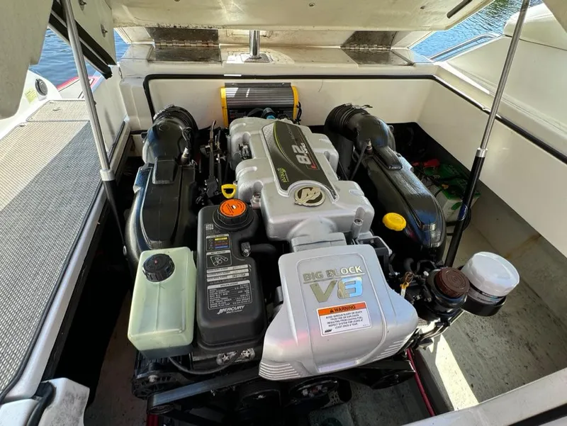 Slide: The Image of 2015 Cobalt A28 boat engine compartment with Big Block V8 engine. - 20