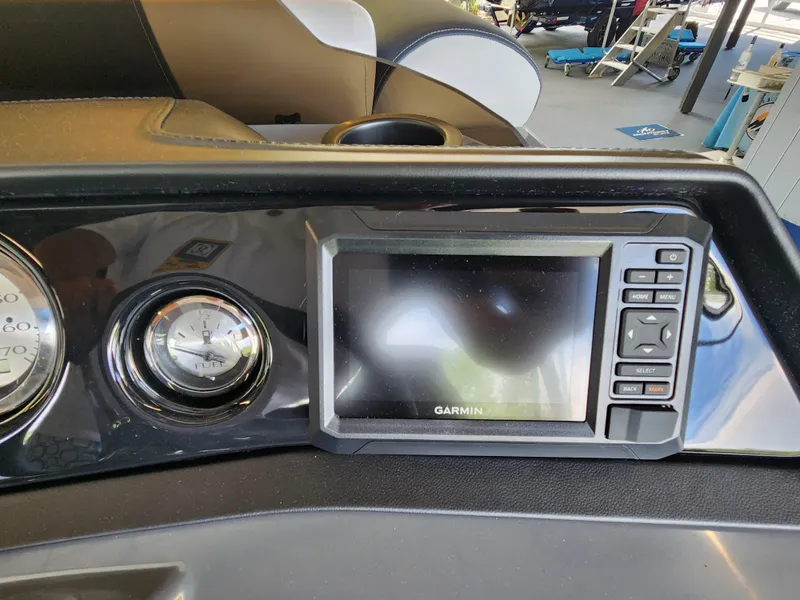 Slide: The Image of Dashboard of a 2025 Bennington 22SSR boat with Garmin GPS system. - 8