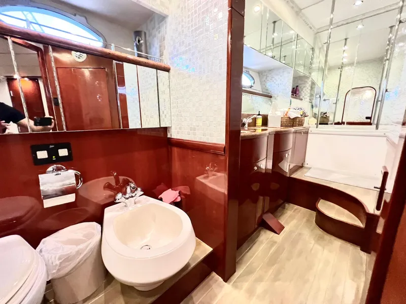 Slide: The Image of Luxurious bathroom in a 1999 Fairline Squadron 65 yacht with modern fixtures. - 32