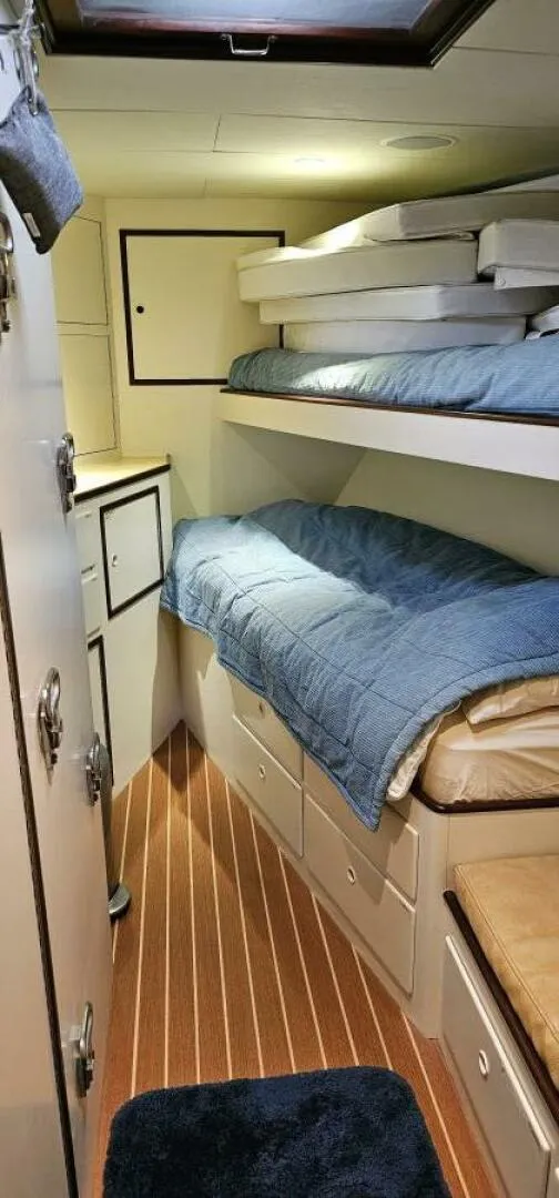 Slide: The Image of 1969 Derecktor 68 Hunt Motor Yacht kitchen with modern appliances and wooden flooring. - 13