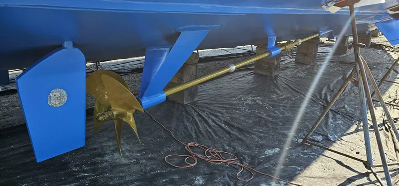 Slide: The Image of Propeller and shaft of 1969 Derecktor 68 Hunt Motor Yacht on dry dock. - 27