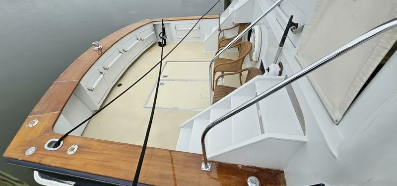 Slide: The Image of Derecktor 68 Hunt Motor Yacht "Summer Song" docked at sunset, Annapolis, MD, 1969 model. - 4