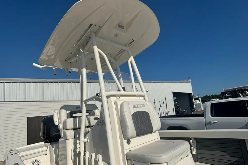 Slide: The Image of 2021 Pathfinder 2500 Hybrid boat with T-top and seating. - 12