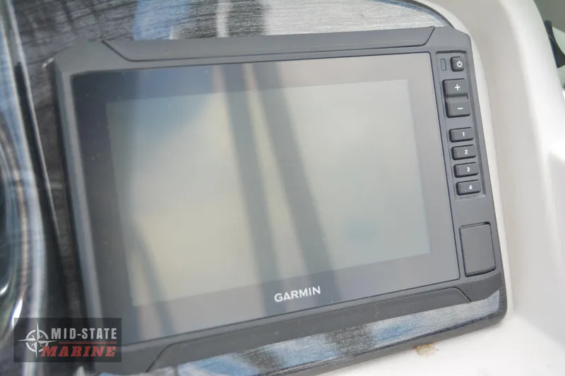 Slide: The Image of Garmin display on 2024 Tahoe Pontoon LTZ Quad Lounger boat dashboard. - 16