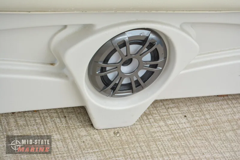 Slide: The Image of 2024 Tahoe Pontoon Sport 85 Quad Lounger speaker detail. - 12