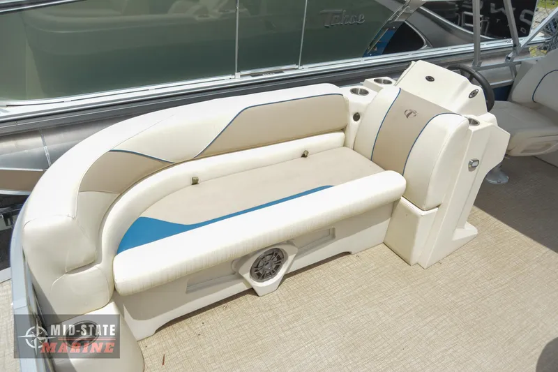 Slide: The Image of 2024 Tahoe Pontoon Sport 85 Quad Lounger interior seating area. - 7
