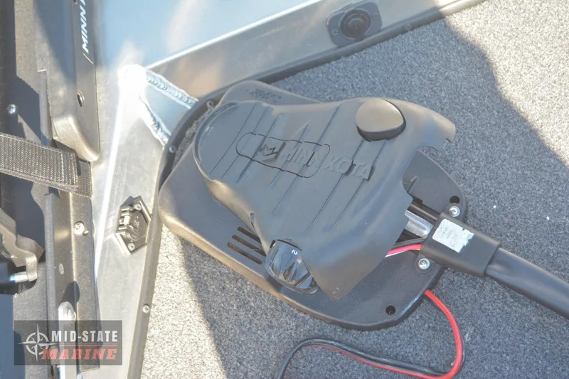 Slide: The Image of Foot pedal control on 2024 Lowe Skorpion 16 fishing boat. - 19