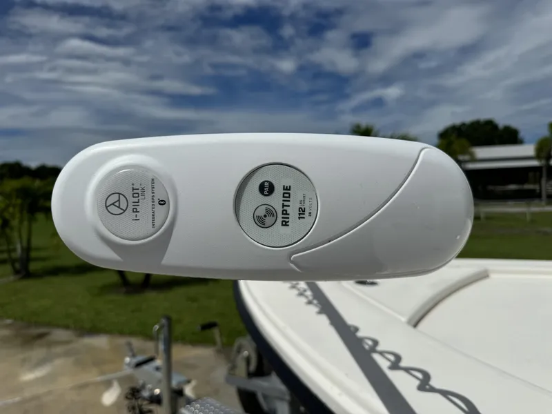 Slide: The Image of Close-up of a 2022 Pathfinder 2300 HPS boat's i-Pilot Riptide trolling motor. - 8