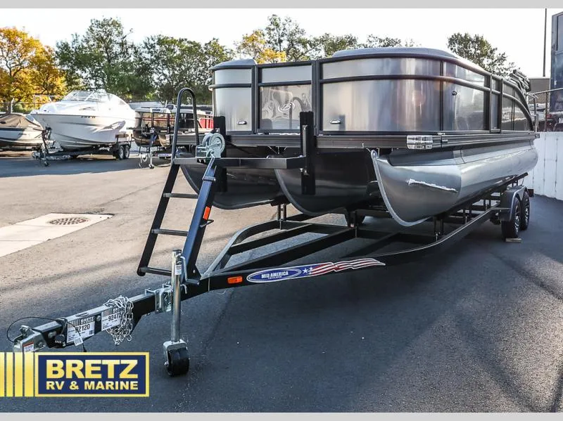 Slide: The Image of 2025 Aria Ultra-Lounge 22UC pontoon boat on trailer at Bretz RV & Marine. - 10