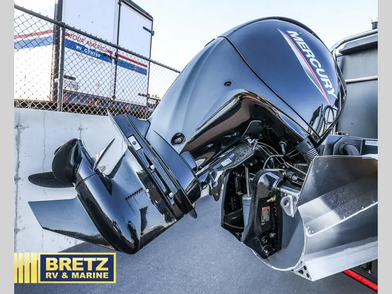 Slide: The Image of Mercury outboard motor on 2025 Aria Ultra-Lounge 22UC, displayed at Bretz RV & Marine. - 15